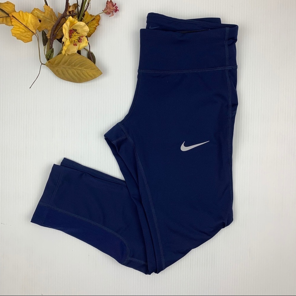 Nike Pro Epic Run Navy Crop‎ Leggings XS reflective